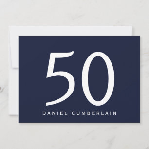 Invitation Navy Simple Surprise 50e fête d'anniversaire