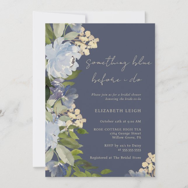 Invitation Navy Something Blue Before I Do Bridal Shower  (Devant)