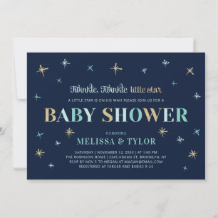 Invitation Navy   Twinkle Twinkle Little Star Garçon Baby Sho