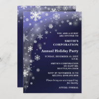 Navy White Snowflakes Corporate Holiday Party