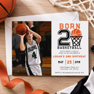 Invitation Né 2 Basketball   2e anniversaire du garçon sporti