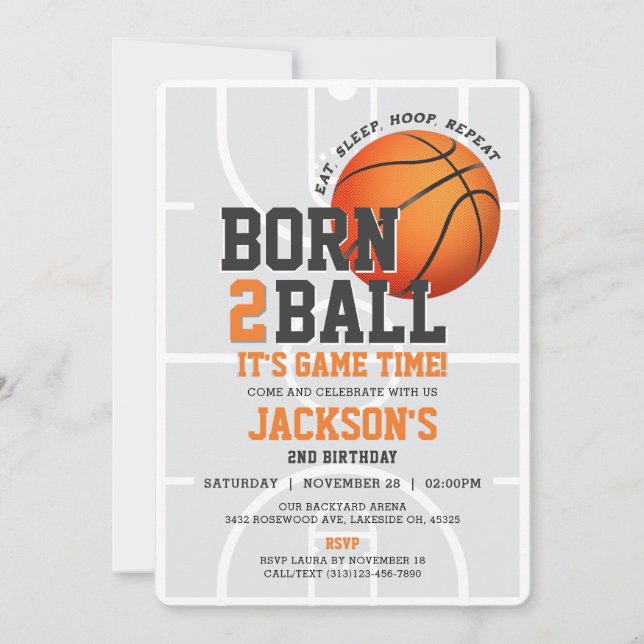 Invitation Né À Ball Sports Anniversaire Basketball Invitatio (Devant)