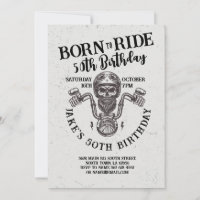 Né À Ride Biker Anniversaire Crâne