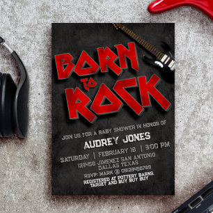 Invitation Né à Rock - Baby shower