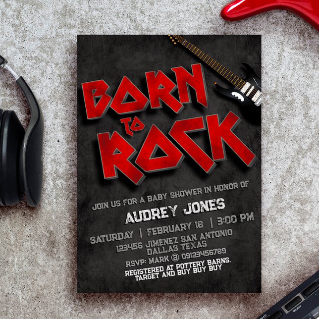 Invitation Né à Rock - Baby shower (Créateur téléchargé)