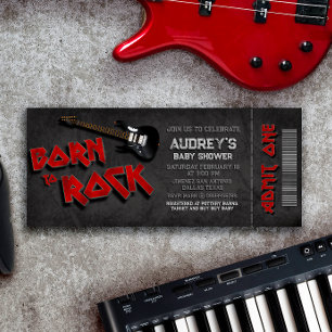 Invitation Né à Rock - Billet Baby shower garçon