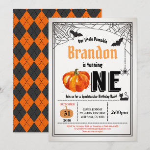Invitation Né citrouille d'Halloween 1er anniversaire