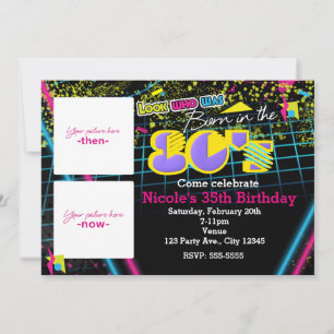 Invitation Né dans les années 80 2 Photos Alors & Maintenant