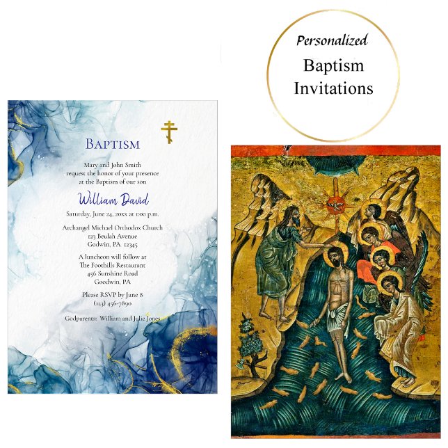 Invitation Né de l'eau et de l'esprit Baptême orthodoxe (Créateur téléchargé)