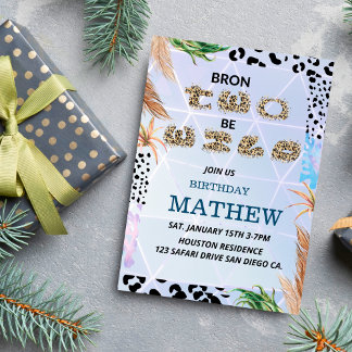 Invitation Né Deux Be Wild Jungle Empreinte de léopard Annive