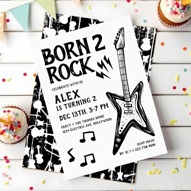 Invitation Né Deux Guitare Rock & Roll 2e Anniversaire (Créateur téléchargé)
