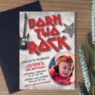 Invitation Né deux roches avec photo