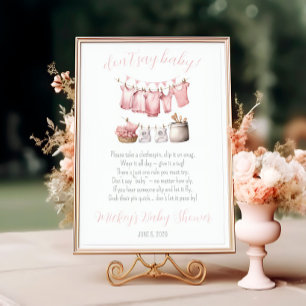 Invitation Ne dites pas bébé ! Jeu de baby shower Linge à lin