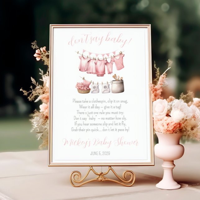 Invitation Ne dites pas bébé ! Jeu de baby shower Linge à lin (Créateur téléchargé)