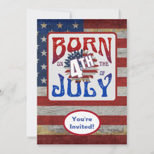 Invitation Né le 4 juillet Fête d'anniversaire USA