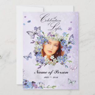 Invitation Ne m'oubliez pas papillons Célébration de la vie