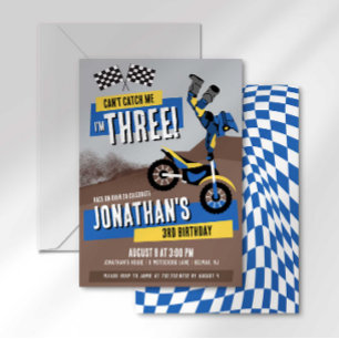 Invitation Ne peux pas m'attraper j'ai 3 ans moto cross dirt
