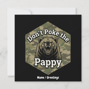 Invitation Ne Piquez Pas Papy Ours Brun Drôle et Robustre