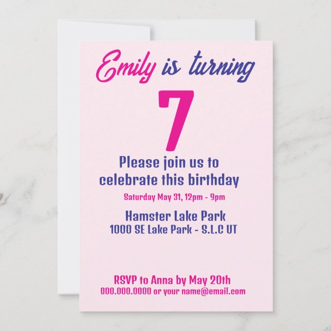 Invitation Né pour être mignon Hamster Anniversaire fille (Dos)