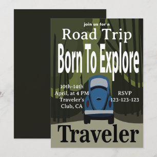 Invitation Né pour explorer le voyage en road trip