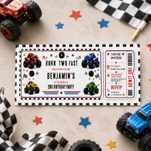 Invitation Né pour grandir Deux anniversaires de camions mons
