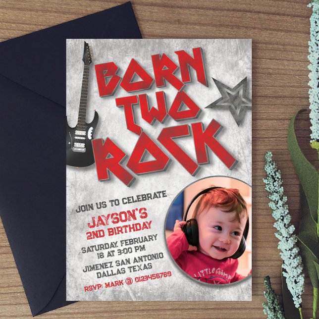 Invitation Né pour la musique Rock avec image (Créateur téléchargé)