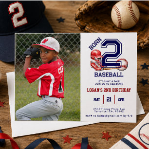 Invitation Né pour le Baseball Thème Sportif pour le 2e Ann