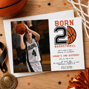 Invitation Né pour le Basketball 2e Anniversaire Photo de Spo