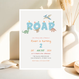 Invitation Né pour rugir Bébé Enfant Dinosaure 2e Anniversair