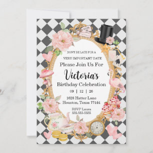 Invitation Ne soyez pas en retard Pink Anniversaire Invitatio