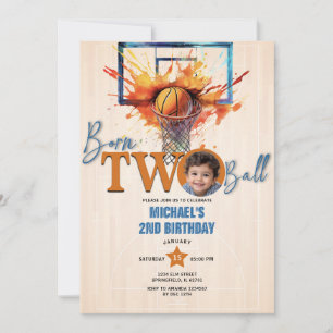 Invitation Né Two Ball Boy's Basketball 2e fête d'anniversair
