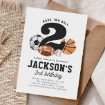 Invitation Né Two Ball Sports 2e anniversaire<br><div class="desc">Invitations amis et famille à la fête d'anniversaire de votre enfant avec cette invitation sportive à thème.</div>
