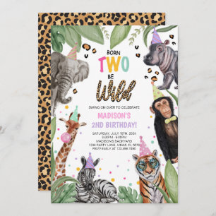Invitation Né TWO Be Wild Safari 2e anniversaire