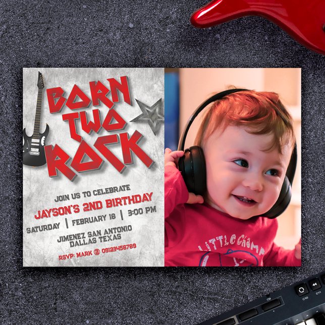 Invitation Né Two Rock avec photo paysage (Born Two Rock with Photo Landscape Invitation)