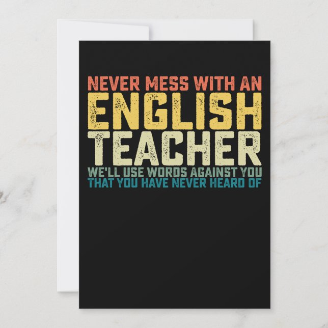 Invitation Ne vous mêlez jamais d'un professeur d'anglais Nou (Devant)
