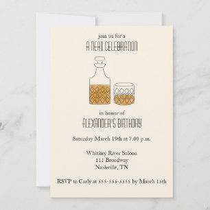 Invitation Neat Celebration Whiskey Anniversaire Fête Invitat