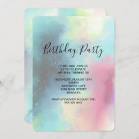 Nebula verte moderne aquarelle défraîchie Annivers