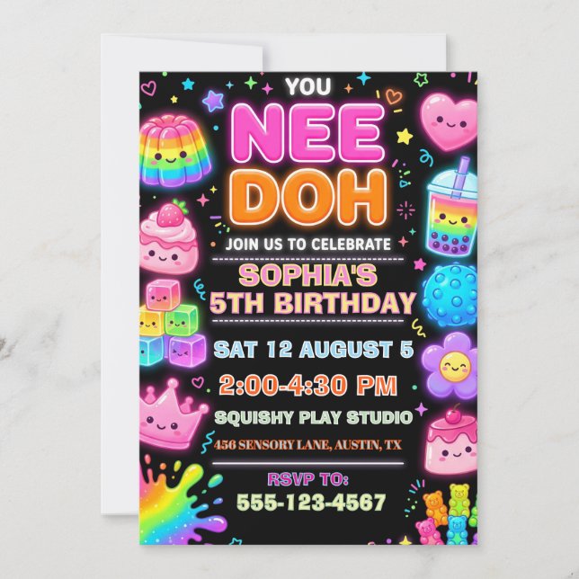 Invitation Nee Doh Squishy Sensory Anniversaire  (Devant)