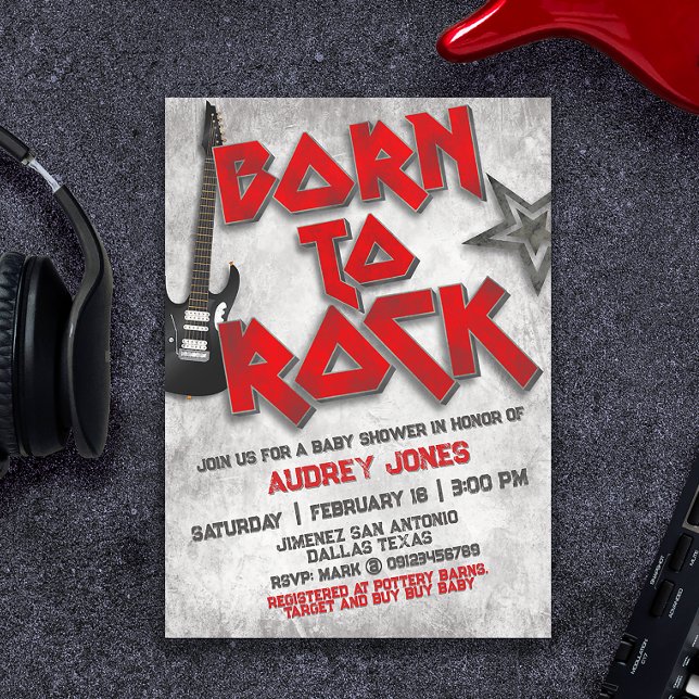 Invitation Née pour le Rock - Baby Shower (Créateur téléchargé)