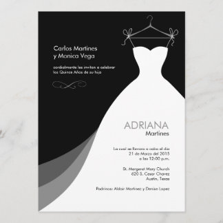 Invitation Nègre Invitaciones de Quinceañera Vestido