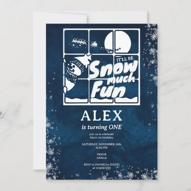 Invitation Neige beaucoup amusant Père Noël Sleigh N'importe  (Devant)
