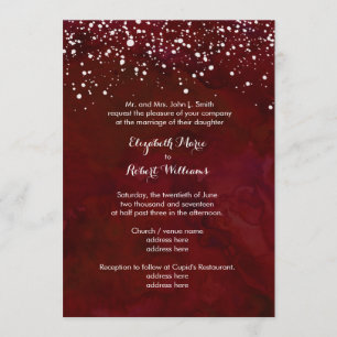 Invitation Neige blanche sur un mariage d'hiver rouge