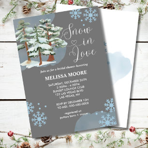 Invitation Neige en amour argent gris hiver forêt flocon