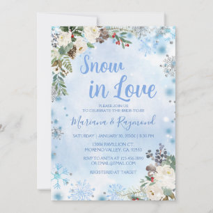 Invitation Neige en amour Flocon de neige hiver Couples Bleus