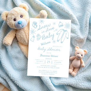 Invitation Neige en amour flocons de neige baby shower d'hive