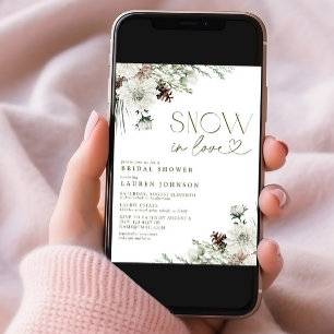 Invitation Neige en amour hiver Fête des mariées À feuillage