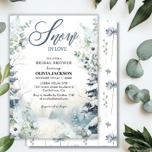 Invitation Neige en amour hiver merveilleux bleu Douche nupti