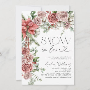 Invitation Neige en amour Pine rouge Fleurs d'hiver