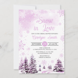 Invitation Neige en amour Pink Winter Snowflakes Fête des mar