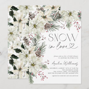 Invitation Neige en amour Poinsététie blanche hiver